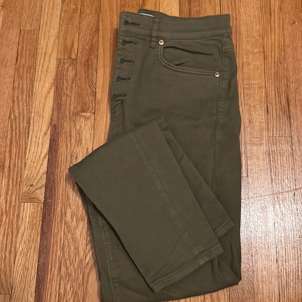 Loft High Waist Skinny Ankle Button Jeans